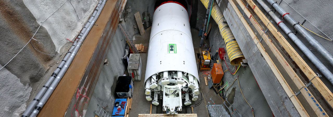 Ansicht der Tunnelbohrmaschine von oben