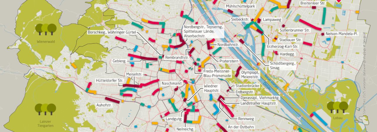Karte des Radwegebauprogramms der letzten Jahre